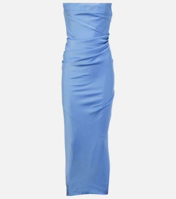 Alex Perry Draped strapless crepe midi dress