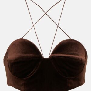 Alex Perry Halterneck velvet bralette