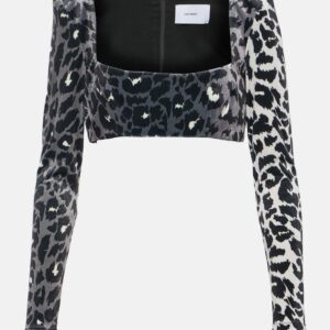 Alex Perry Leopard-print velvet crop top