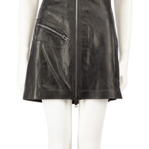 Alexander McQueen Black Leather Zip Detail Skirt