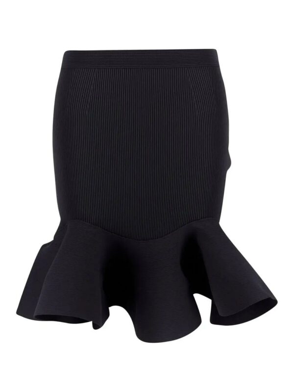 Alexander McQueen Black Short Skirt With Peplum Hem