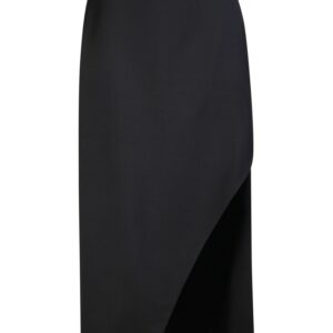 Alexander McQueen Black Wool Midi Skirt With Slit