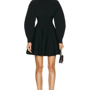 Alexander McQueen Corset Crewneck Mini Dress in Black - Black. Size L (also in ).