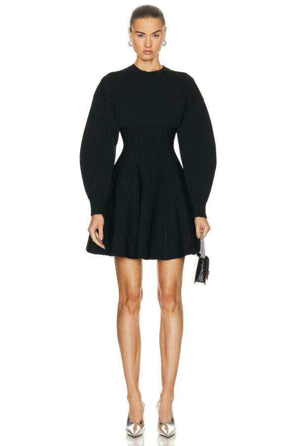 Alexander McQueen Corset Crewneck Mini Dress in Black - Black. Size L (also in ).