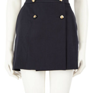 Alexander McQueen FW23 Navy Wool Buttoned Mini Skirt