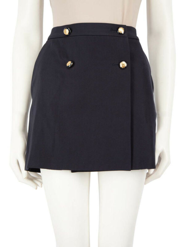 Alexander McQueen FW23 Navy Wool Buttoned Mini Skirt