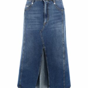 Alexander McQueen Front Slit Denim Skirt