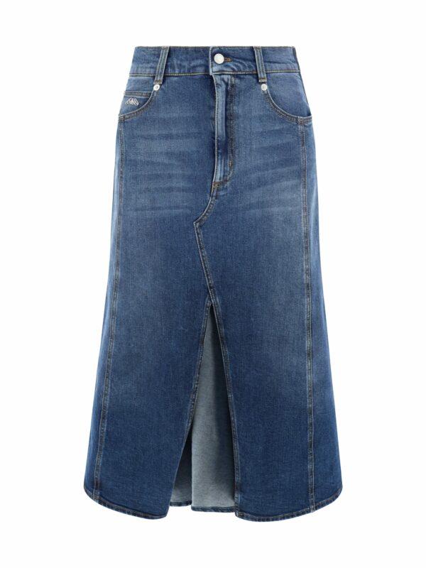 Alexander McQueen Front Slit Denim Skirt