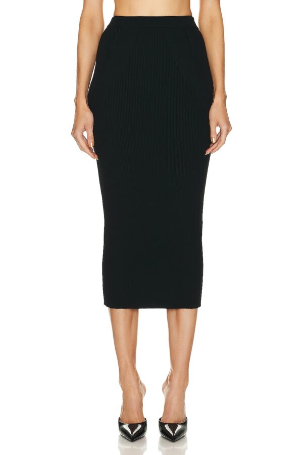 Alexander McQueen High Waisted Pencil Midi Skirt in Black - Black. Size M (also in ).