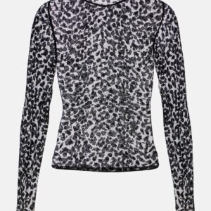 Alexander McQueen Leopard-print mesh top