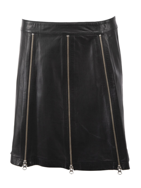 Alexander McQueen MCQ Black Leather Zip Detail Mini Skirt