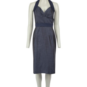 Alexander McQueen Navy Silk Polkadot Halter Dress