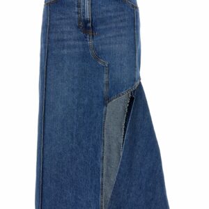 Alexander McQueen Pencil Denim Skirt With Cut-out