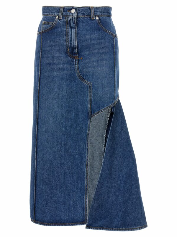 Alexander McQueen Pencil Denim Skirt With Cut-out