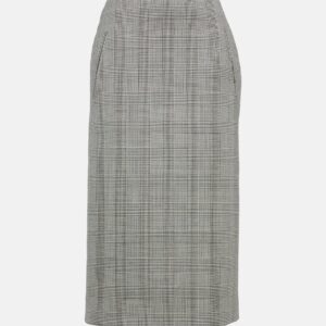 Alexander McQueen Prince of Wales checked wool midi skirt