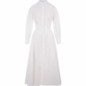 Alexander McQueen White Corset Midi Shirt Dress