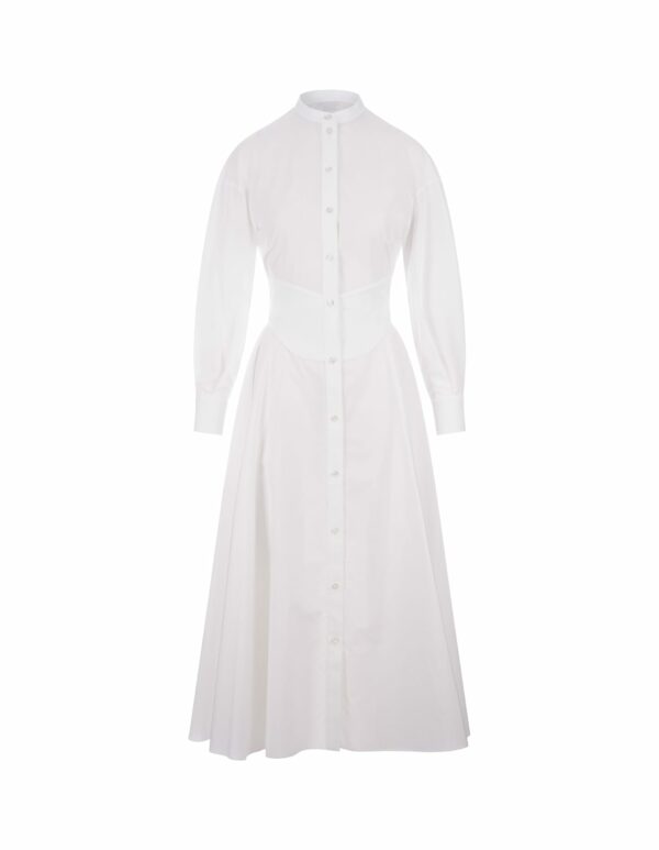 Alexander McQueen White Corset Midi Shirt Dress