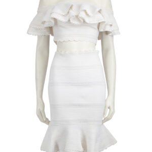 Alexander McQueen White Ruffle Lace Skirt Set