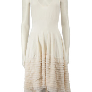 Alexander McQueen White Ruffle Skirt Midi Dress