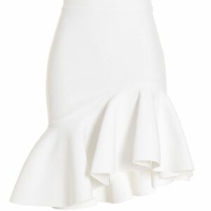 Alexander McQueen White Short Skirt With Asymmetrical Peplum Hemline