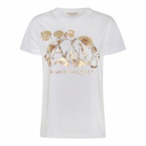 Alexander Mcqueen - White And Gold-tone Cotton T-shirt 40