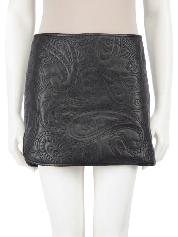 Alexander Wang Black Leather Embroidered Skirt