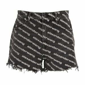 Alexander Wang Logo Print Denim Shorts