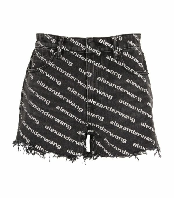 Alexander Wang Logo Print Denim Shorts