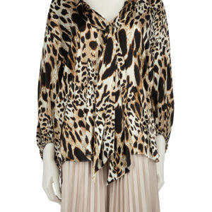 Alexandre Vauthier Brown Silk Animal Print Blouse