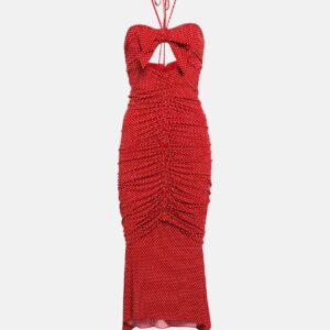 Alexandre Vauthier Polka-dot ruched cutout midi dress