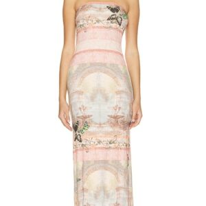 Alice + Olivia Delora Strapless Maxi Dress in Rose. Size 10, 6, 8.