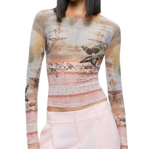 Alice and Olivia Delania Printed Mesh Top