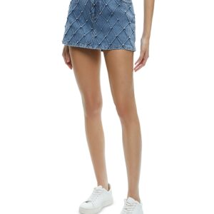 Alice and Olivia Joss High Rise Quilted Embellished Mini Skirt