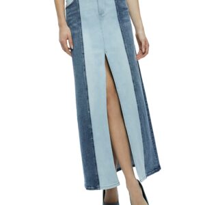 Alice and Olivia Rye Two Tone Maxi Denim Skirt