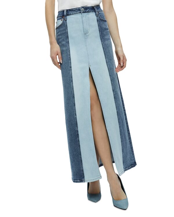 Alice and Olivia Rye Two Tone Maxi Denim Skirt