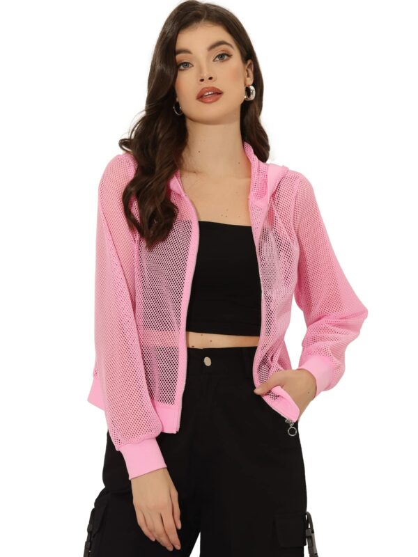 Allegra K Hoodie Jacket for Women's Zip Up Long Sleeve 2023 Pink XS