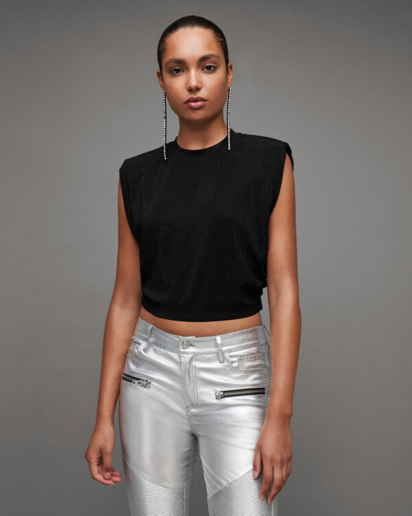 Allsaints Alya Diamante Mika Cropped Tank Top