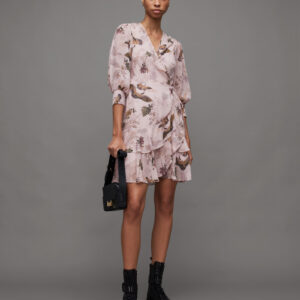 Allsaints Ari Peggy Floral Print Mini Wrap Dress