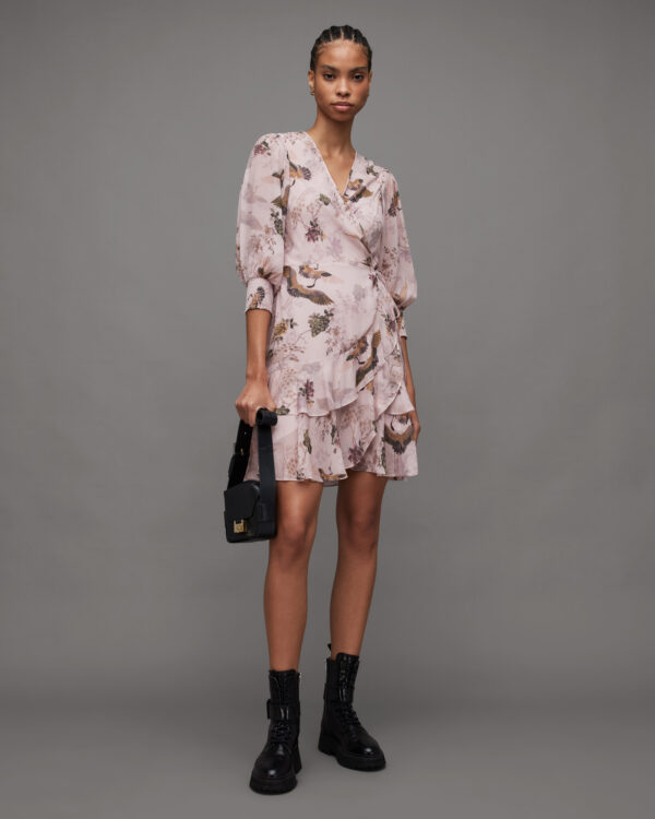 Allsaints Ari Peggy Floral Print Mini Wrap Dress