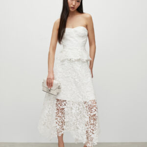 Allsaints Camila Lace Mesh Asymmetric Midi Skirt