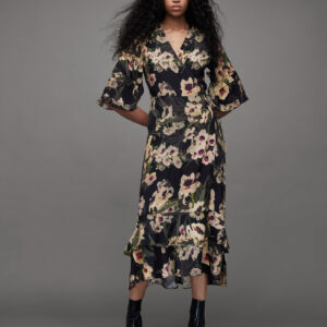 Allsaints Delana Francoise Floral Maxi Wrap Dress