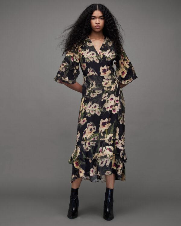 Allsaints Delana Francoise Floral Maxi Wrap Dress