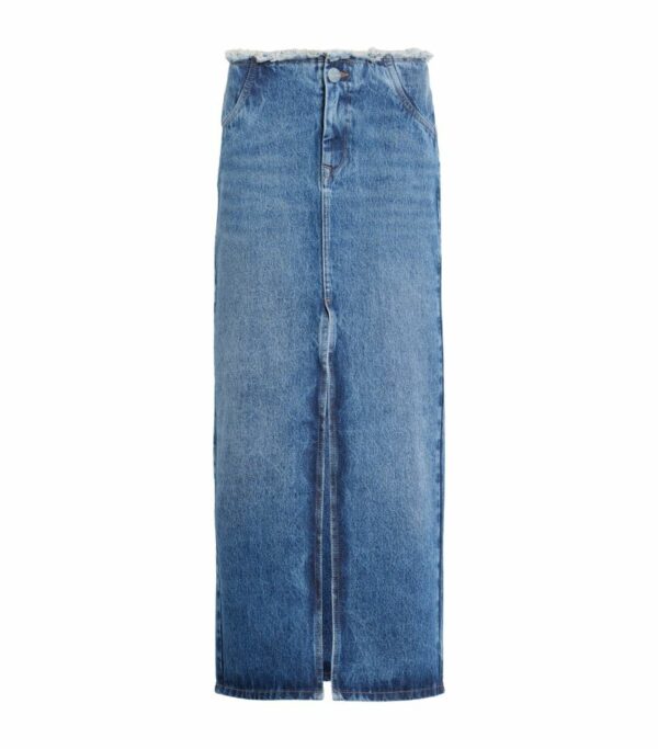 Allsaints Denim Frayed Cyra Maxi Skirt