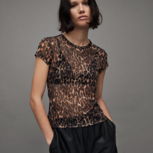 Allsaints Ellie Anita Leopard Print Mesh Top