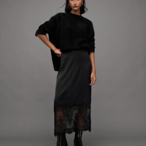 Allsaints Flora Lace Panel Midi Skirt