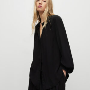 Allsaints Hezzy Stand Collar Draped Shirt