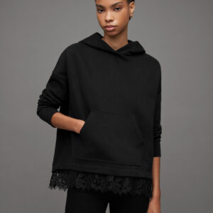 Allsaints Lee Relaxed Lace Trim Hoodie