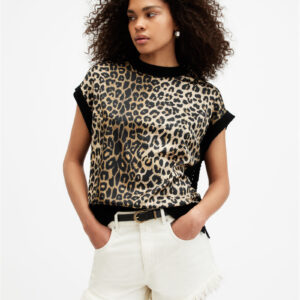 Allsaints Marti Leopard Print Sleeveless Tank Top