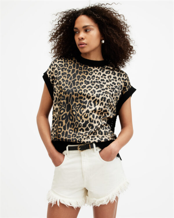 Allsaints Marti Leopard Print Sleeveless Tank Top