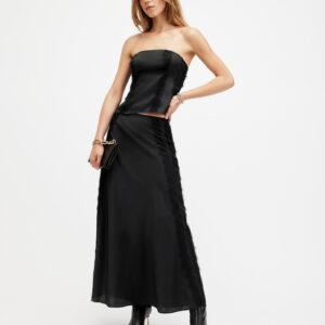 Allsaints Morgan Satin Lace Panelled Maxi Skirt